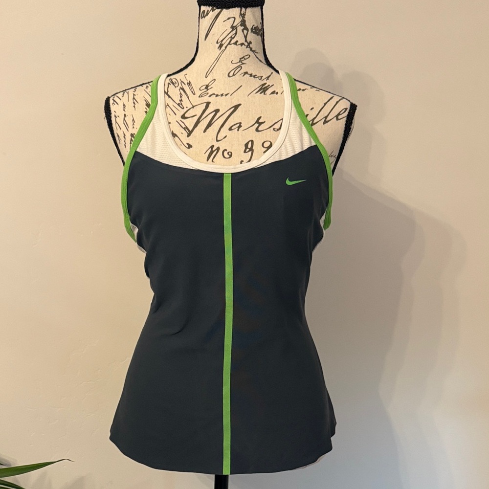 Nike Dry Fit Women's Charcoal Tank Top with Lime Details